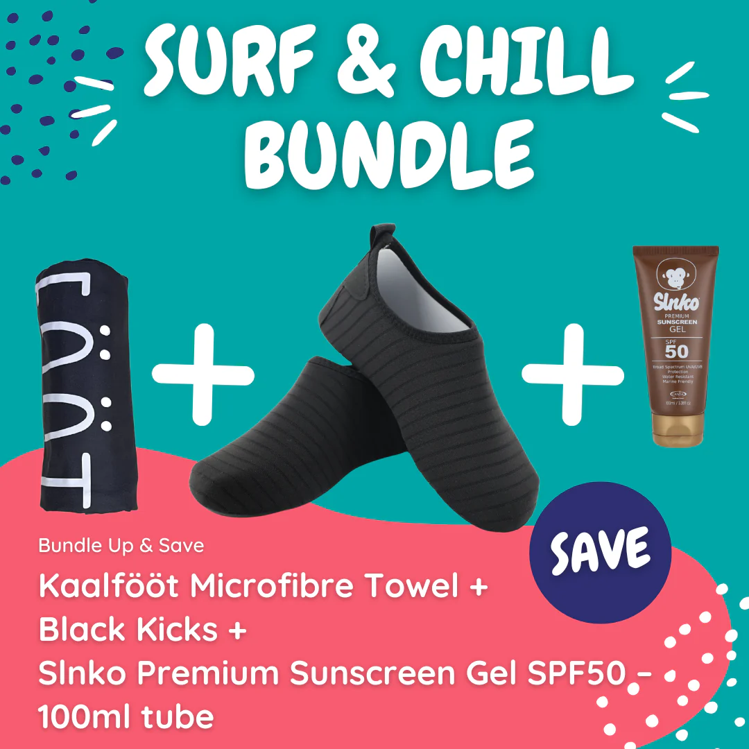 Kaalfööt Penguin (Black Kicks) Surf & Chill Bundle (with Gel Tube Sunscreen)
