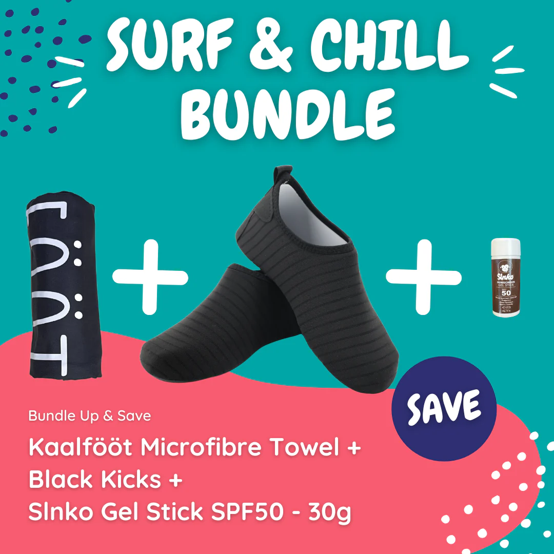 Kaalfööt Penguin (Black Kicks) Surf & Chill Bundle (with Stick Sunscreen)