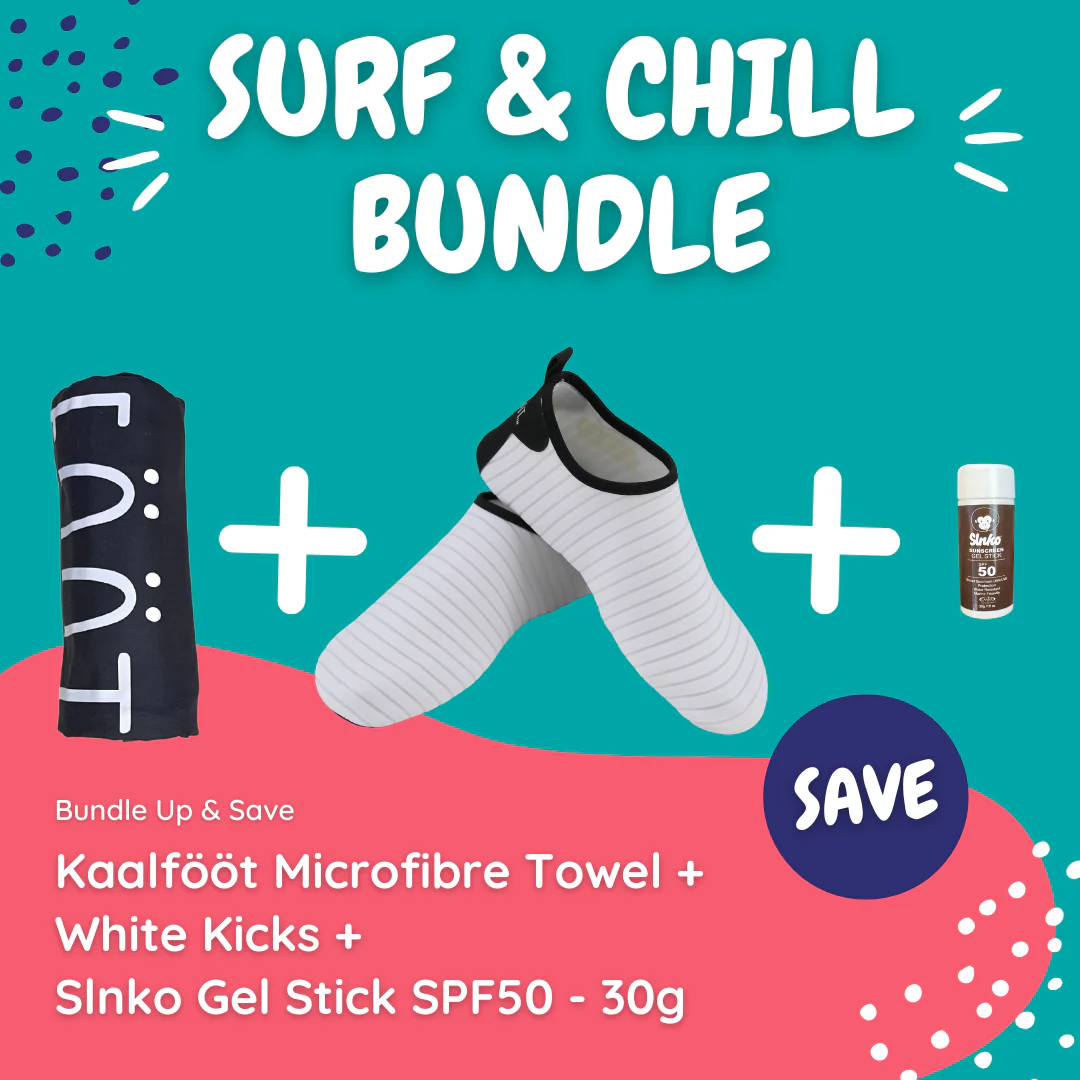 Kaalfööt Penguin (White Kicks) Surf & Chill Bundle (with Stick Sunscreen)